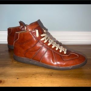Maison Margiela Replica High Sneakers Brown Leather Size 11/44